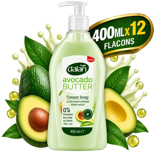 Gel de Douche Crème - Dalan  – Nourrissante au Beurre d’Avocat – Flacon 400 ml x 12 