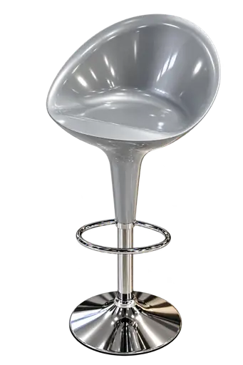 Siège en polycarbonate gris   WD003326 - avec piètement chromé