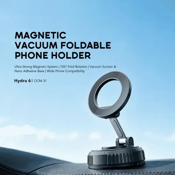 Support téléphone magnétique - Oraimo - Hydra 6 OCM-31 – Rotation 720° – Double ventouse – Noir – Garantie 12 mois