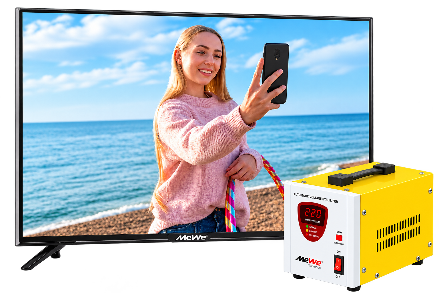 Pack  Smart  TV MeWe 65 pouces UHD 4K WebOS + régulateur 1000VA