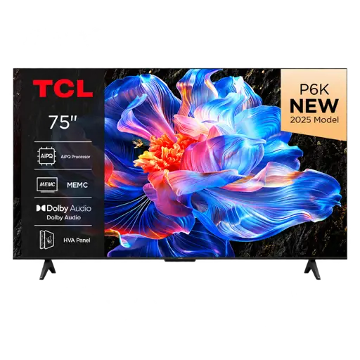 Téléviseur  Smart TCL -  75P6K  - 75 pouces  LED 4K  HDR Ultra HD - Garantie 06 Mois