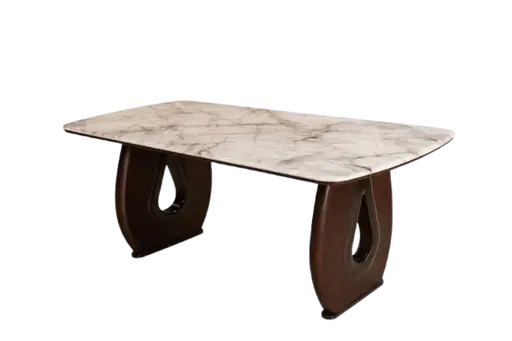 Table à manger en marbre - HB2510145 -  6 places -  160 cm × 90 cm – Plateau Marbre Beige