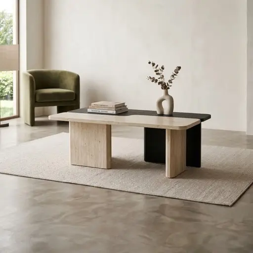 Table basse MDF  - HB2510099 - 1200 × 600 × 460 mm -  Marron/Noir 