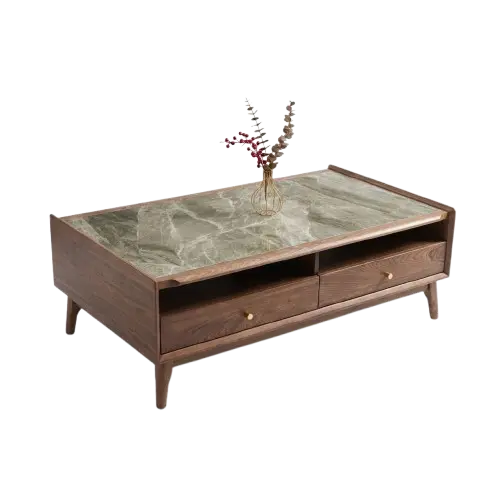 Table basse moderne  ES2510066 - en marbre avec rangement et tiroirs