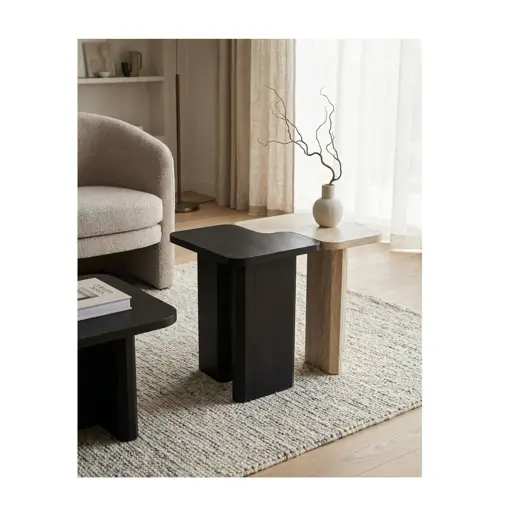 Table d’angle bicolore en MDF  - HB2510100 - Marron/Noir