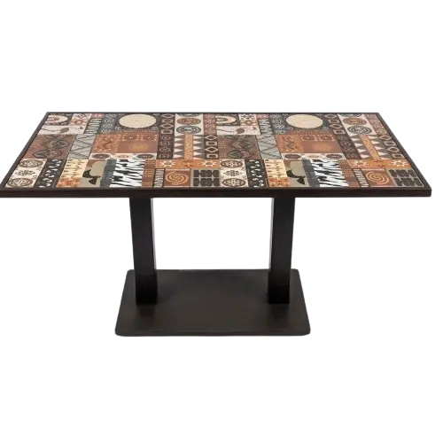 Table de cafétéria 70 × 130 cm – Plateau bois et métal