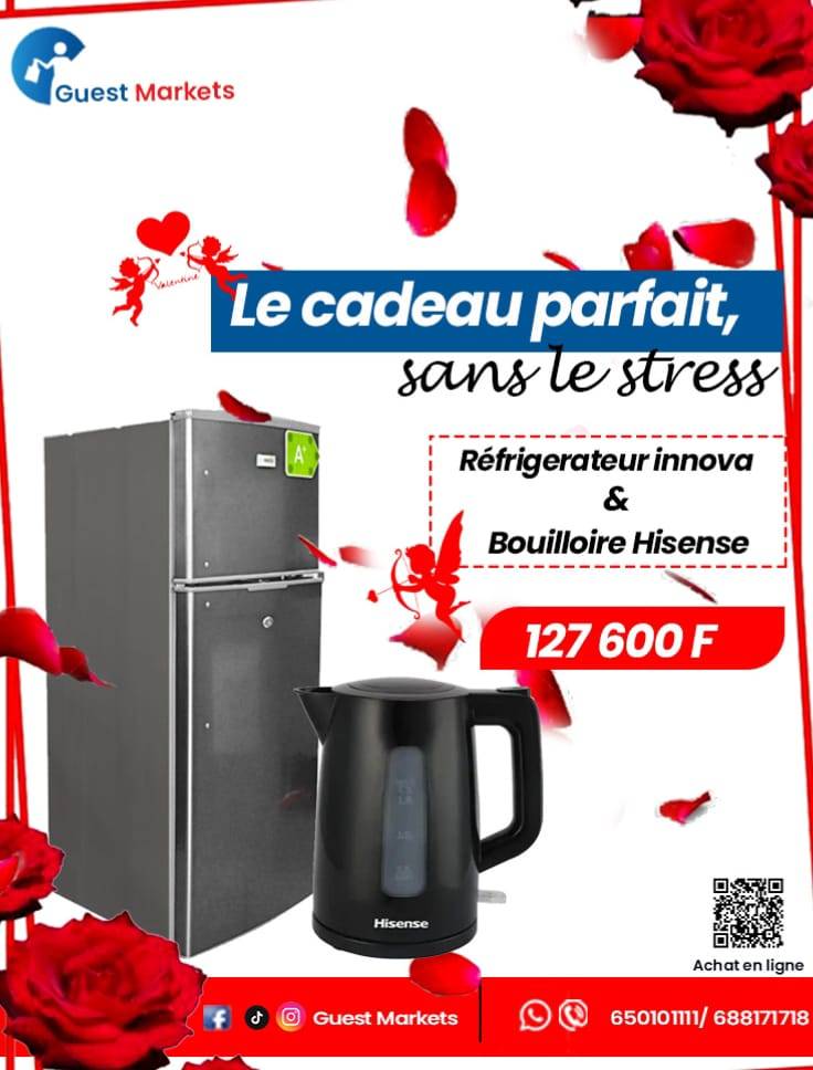 Pack Saint-Valentin Électroménager : Réfrigérateur Innova + Bouilloire Hisense
