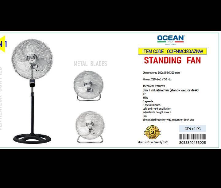STANDING FAN 3 IN 1 OCEAN – 0CIFNMC183AZNW – Ventilateur Multifonction à Lames Métalliques – 03 Mois de Garantie