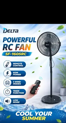 POWERFUL RC FAN DELTA SF-1605RC – Ventilateur sur Pied avec Télécommande – Grande Puissance – 03 Mois de Garantie