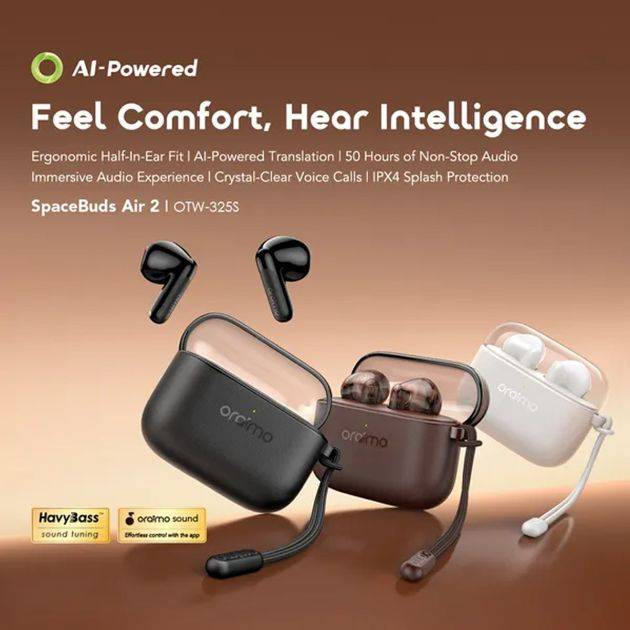 Écouteurs sans fil Oraimo -  SpaceBuds MOCO – True Wireless Stereo (TWS) – Bluetooth – Son immersif – Mode Gaming – Faible latence – Commandes tactiles – Autonomie prolongée – Garantie 12 mois