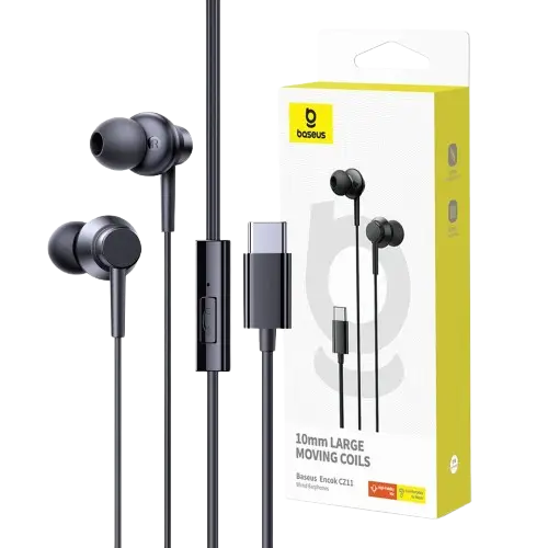 Écouteurs Filaire -  BASEUS  -  ENCOK CZ11 – 10 mm -  Moving Coils – Jack 3.5 mm – Microphone HD – Garantie 03 Mois