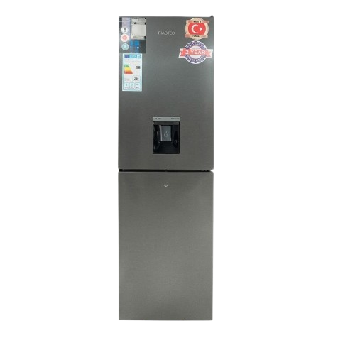 Réfrigérateur Combiné - Fiabtec - FTTL-318256 – 256 Litres – No Frost – Distributeur D’Eau – Acier Inoxydable Foncé – Garantie 06 Mois