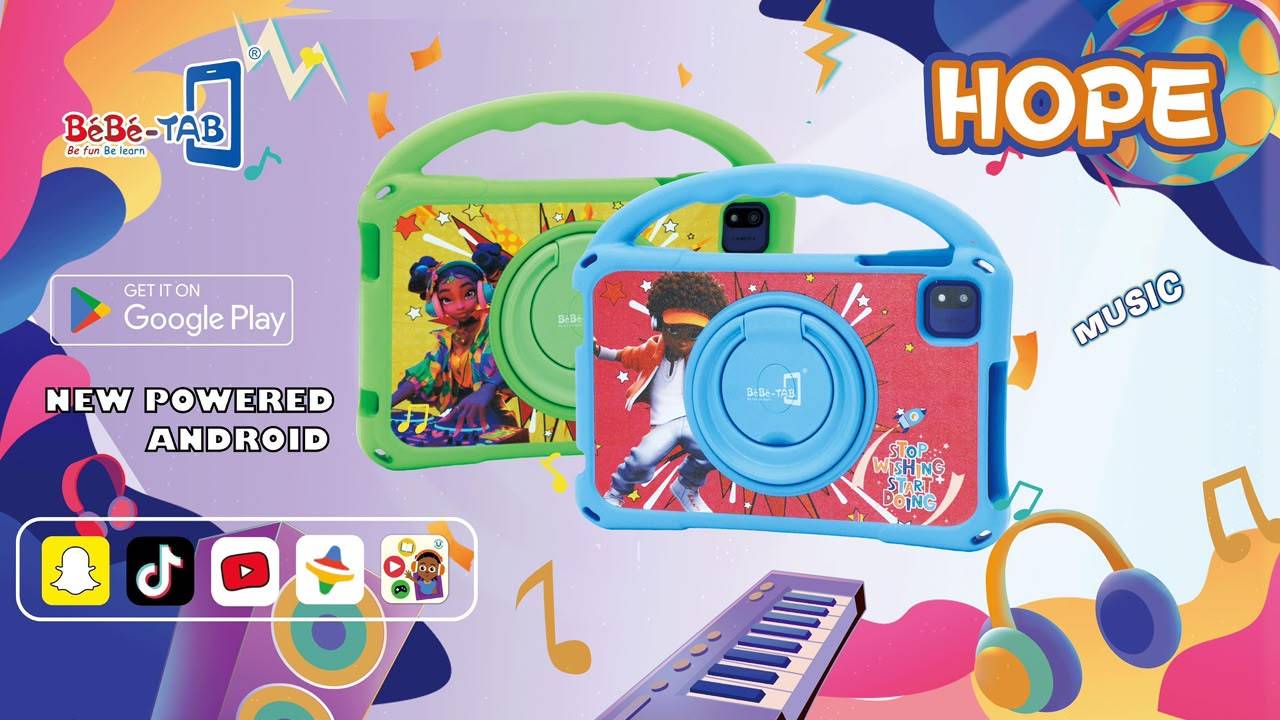 Tablette Éducative Enfant  - Bébé-Tab  - Hope 7 Pouces -  Android – Double SIM – 256Go ROM – Coque Incassable Antichoc – Applications Éducatives  - Garantie 03 mois