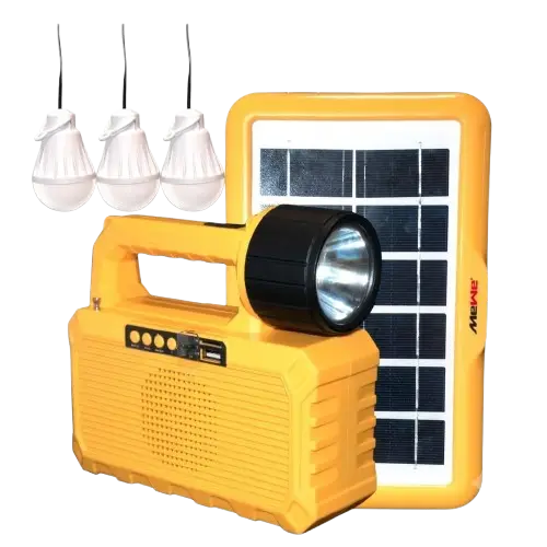 Kit solaire -  Mewe - MWSLK-SV09Y avec panneau solaire 2 W et 3 ampoules LED - garantie 12 mois
