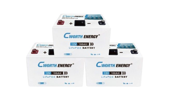 Batterie Lithium - Cworth Energy - CE-GCL-12100 - 12 V - 100 Ah – Technologie Lifepo4 - Compacte et Fiable - Garantie  de 2 Années