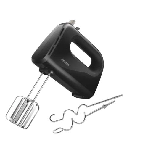 Batteur Électrique Philips HR3705/10 – 300W – 5 Vitesses + Turbo – Fouets & Crochets Inox – Noir – Garantie 3 Mois