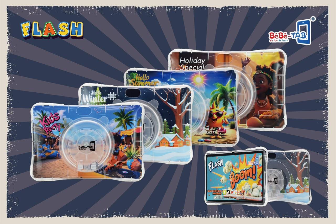 Tablette Éducative Enfant  - Bébé-Tab Flash 7Pouces -  WiFi Android – 256Go ROM – Coque Protection Enfant Antichoc – Applications Éducatives  Garantie 03 mois