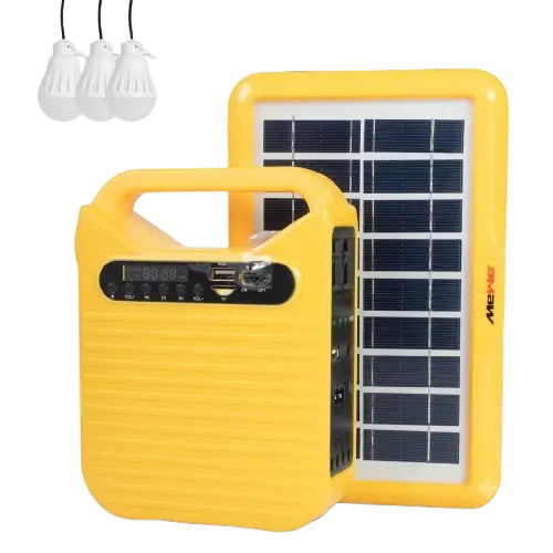 Kit solaire rechargeable - Mewe -  MWSLK-MS03Y  - avec 3 ampoules led, haut-parleur -  Bluetooth intégré - Garantie 12 mois