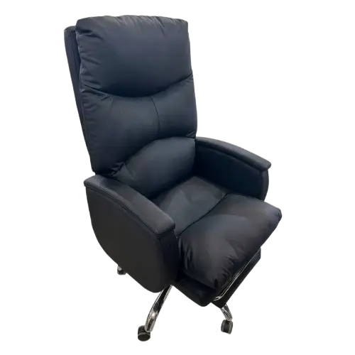 Chaise de bureau ergonomique -  HB2503044 -  Cuir Cat's Paw – Noir – Accoudoirs – Pivotante – Roulettes – Pliable – Piètement aluminium