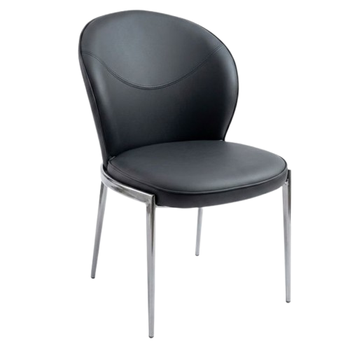 Chaise de salle à manger - HB2510001 - PU noir - piètement métal - assise ergonomique - design sobre et confortable - idéale pour salle à manger et espace repas