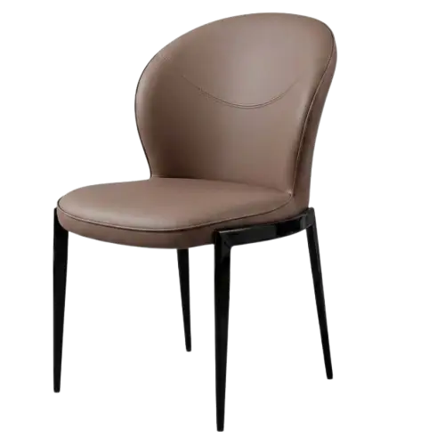 Chaise de salle à manger moderne - HB2510002 - PU marron - pieds en métal - design moderne et robuste - idéale pour salle à manger