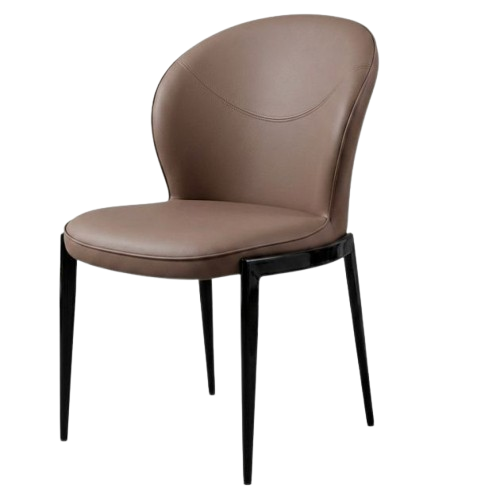 Chaise de salle à manger moderne - HB2510002 - PU marron - pieds en métal - design moderne et robuste - idéale pour salle à manger