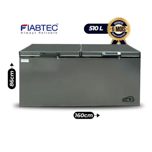 Congélateur coffre -  FIABTEC  - 510 Litres – FTCFF-510Q – Grande Capacité – Congélation Rapide – Tropicalisé – Deux Couvercles – 06 Mois de Garantie