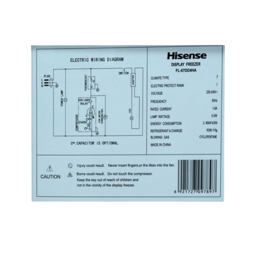 Hisense FL 67 Congélateur Vitré