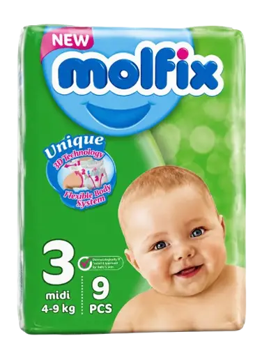 Couches Jetables - Molfix - 6224007557068 - Petit Pack - MIDI - 9 Couches - 4-9 kg