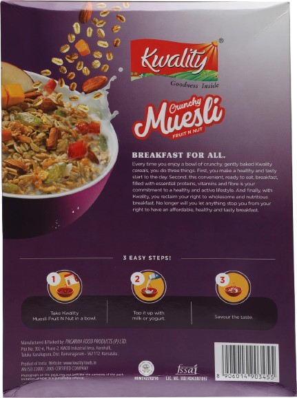 Muesli Fruit & Nut Kwality  - Multicéréales - Fruits Séchés et Amandes - 400G x 12 Boites