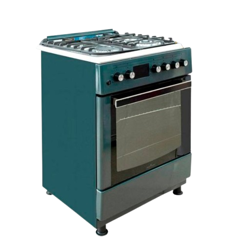 Cuisinière à Gaz Semi prof -  Super Flame -  60x60  -  SFKI-6042GBZA - 04foyers -  full inox -  full option  - fan/auto off flame   – Four à Gaz  – Gris Foncé – 06 Mois de Garantie