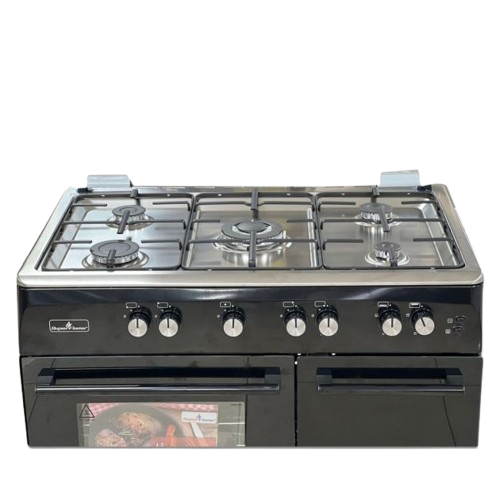 CUISINIÈRE À GAZ 5 FEUX  - SUPER FLAME – 60x90 CM – FOUR INTÉGRÉ – PORTE BOUTEILLE – NOIR - 06 Mois de Garantie 
