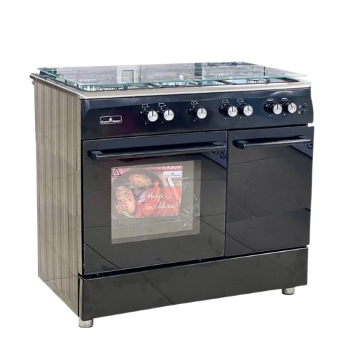 CUISINIÈRE À GAZ 5 FEUX  - SUPER FLAME – 60x90 CM – FOUR INTÉGRÉ – PORTE BOUTEILLE – NOIR - 06 Mois de Garantie 