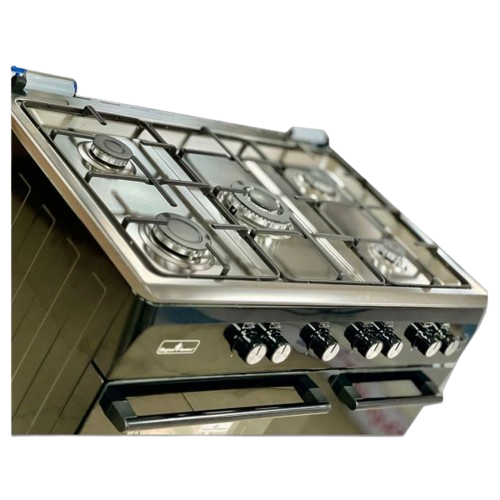 CUISINIÈRE À GAZ 5 FEUX  - SUPER FLAME – 60x90 CM – FOUR INTÉGRÉ – PORTE BOUTEILLE – NOIR - 06 Mois de Garantie 