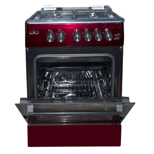 Cuisinière à Gaz SUPER FLAME - SFK606040G - 4 Feux - Four à Gaz - Allumage Automatique - 60 x 60 cm - Rouge - 06 Mois de Garantie