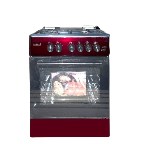 Cuisinière à Gaz SUPER FLAME - SFK606040G - 4 Feux - Four à Gaz - Allumage Automatique - 60 x 60 cm - Rouge - 06 Mois de Garantie