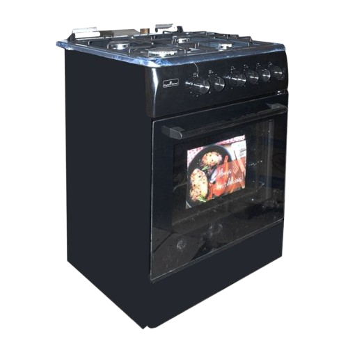 Cuisinière à Gaz  - SUPER FLAME  - SFK606040G – 4 Feux – 60 x 60 cm – Allumage Automatique – Four à Gaz – Noir – 06 Mois de Garantie