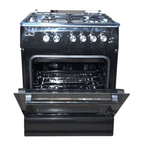 Cuisinière à Gaz  - SUPER FLAME  - SFK606040G – 4 Feux – 60 x 60 cm – Allumage Automatique – Four à Gaz – Noir – 06 Mois de Garantie