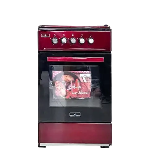 Cuisinière à Gaz  - Super Flame -  SFK-5057-4G-BURGENDY – 4 Brûleurs – 50 × 50 cm – Four à Gaz Intégré – 9,05 kW – Bordeaux – 06 Mois de Garantie