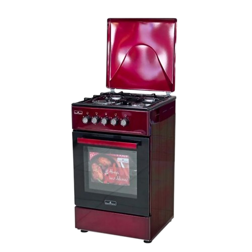 Cuisinière à Gaz  - Super Flame -  SFK-5057-4G-BURGENDY – 4 Brûleurs – 50 × 50 cm – Four à Gaz Intégré – 9,05 kW – Bordeaux – 06 Mois de Garantie