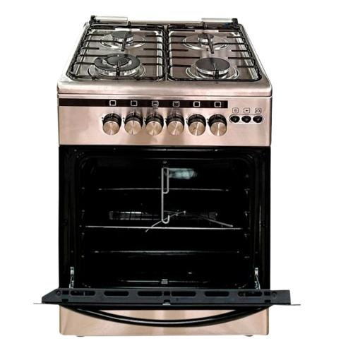 CUISINIÈRE -  FIABTEC - 60 × 60 – 4 Foyers dont 1 Triple Feu – Four à Gaz avec Grill et Tournebroche – Allumage Automatique – FT-ES70-SS430 MATT – 06 Mois de Garantie