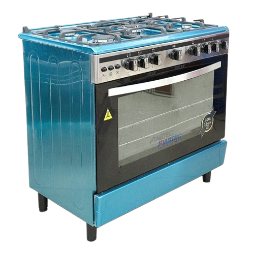 Cuisinière à Gaz 60 × 90 cm  - FIABTEC FT-F900-SS430 MATT – 5 Foyers – Four Complet – Allumage Automatique – 06 Mois de Garantie