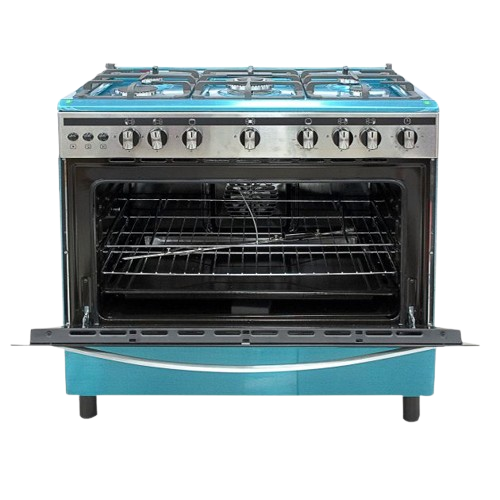 Cuisinière à Gaz 60 × 90 cm  - FIABTEC FT-F900-SS430 MATT – 5 Foyers – Four Complet – Allumage Automatique – 06 Mois de Garantie