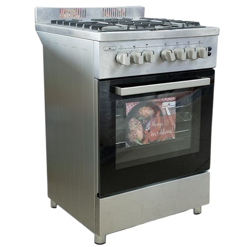 Cuisinière à Gaz -  Semi-Professionnelle -  SUPERFLAME -  SFK-606040G SP – 4 Brûleurs – 60 × 60 cm – Four à Gaz avec Grill & Rôtissoire – Inox – 06 Mois de Garantie