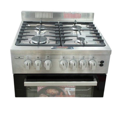 Cuisinière à gaz semi-professionnelle Super flame SFK-606040G SP – 4 Brûleurs – 60 × 60 cm – Four à Gaz avec Grill Intégré et Rôtissoire – Inox – Garantie de 06 Mois