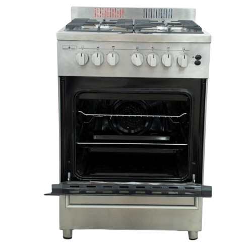 Cuisinière à Gaz -  Semi-Professionnelle -  SUPERFLAME -  SFK-606040G SP – 4 Brûleurs – 60 × 60 cm – Four à Gaz avec Grill & Rôtissoire – Inox – 06 Mois de Garantie