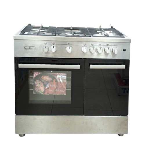 Cuisinier 60×90 – 5 Foyers - Semi-prof – Full Inox – Four à Gaz avec Grill – Espace Bouteille de Gaz – SFKBC-90605G SP – 06 Mois de Garantie