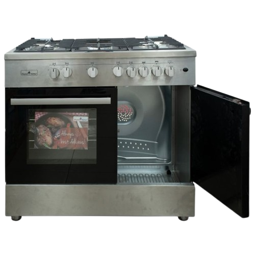 Cuisinière à gaz  - semi-professionnelle  - SUPERFLAME - SFKBC-90605G – 90 × 60 cm – 5 Brûleurs – Four à Gaz avec Grill & Rôtissoire – Inox – 06 Mois de Garantie