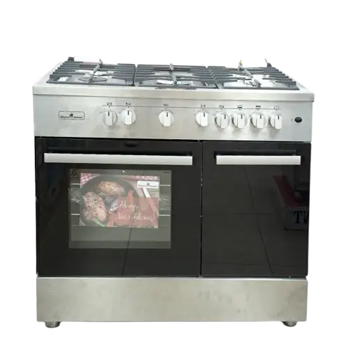 Cuisinière à gaz  - semi-professionnelle  - SUPERFLAME - SFKBC-90605G – 90 × 60 cm – 5 Brûleurs – Four à Gaz avec Grill & Rôtissoire – Inox – 06 Mois de Garantie