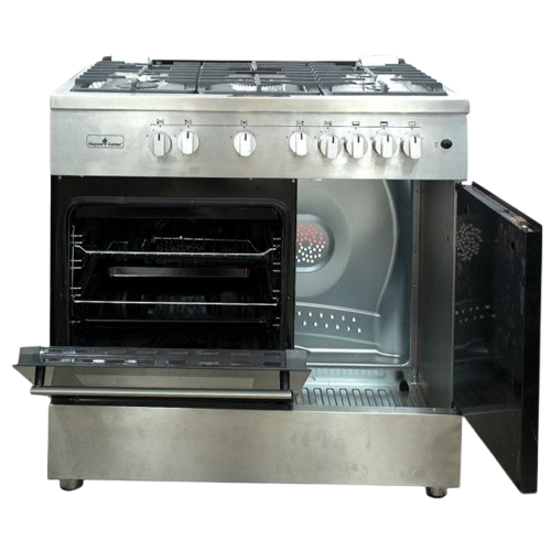 Cuisinier 60×90 – 5 Foyers - Semi-prof – Full Inox – Four à Gaz avec Grill – Espace Bouteille de Gaz – SFKBC-90605G SP – 06 Mois de Garantie
